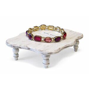Nine West Gold-Tone Stretch Bracelet With Red Purple & Yellow Gemstones